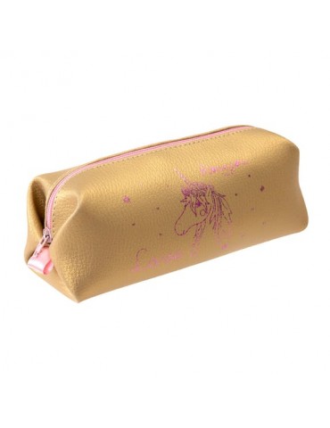 Trousse dorée licorne